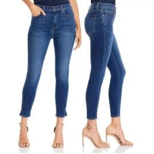 7 For All Mankind High Waist Ankle Skinny Jeans Size 29 Split Hem Stretch Denim